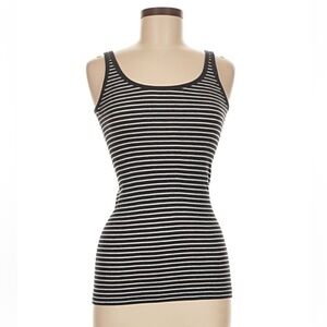 Vince Black and White Striped Tank Top